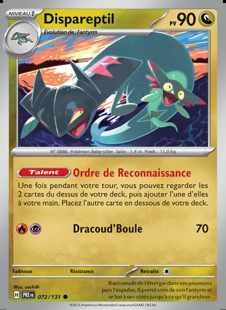 Dispareptil, carte Pokémon PRE 072 — extension Évolutions Prismatiques