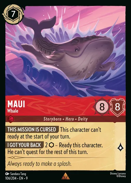 Maui - Whale, Disney Lorcana card CH9-106 — Fabled set