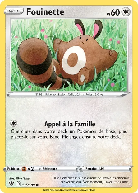 Fouinette, carte Pokémon DAA 135 — extension Ténèbres Embrasées