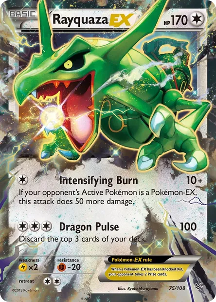 Rayquaza EX, Pokémon card ROS 75 — Roaring Skies set