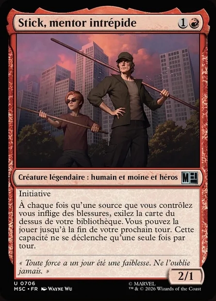 Stick, mentor intrépide, carte Magic MSC 706 — extension Marvel Super Heroes Commander