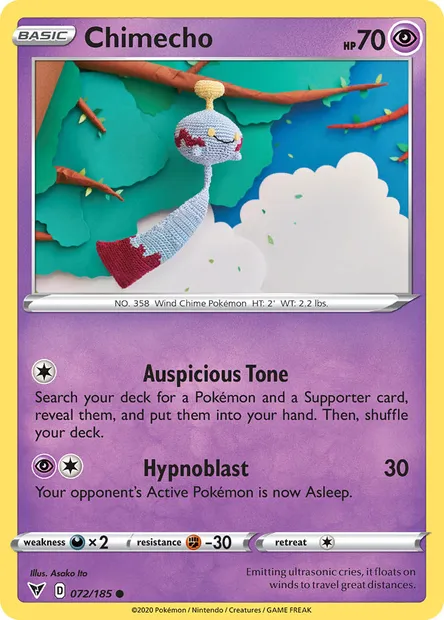 Chimecho, Pokémon card VIV 72 — Vivid Voltage set