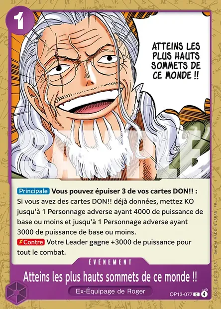 Atteins les plus hauts sommets de ce monde !!, carte One Piece OP13-077 — extension SUCCESSEURS