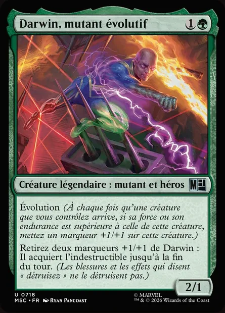 Darwin, mutant évolutif, carte Magic MSC 718 — extension Marvel Super Heroes Commander
