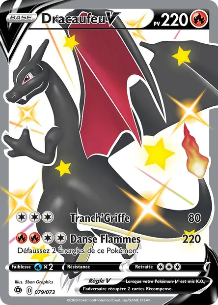 Dracaufeu V, carte Pokémon CPA 79 — extension La Voie du Maître