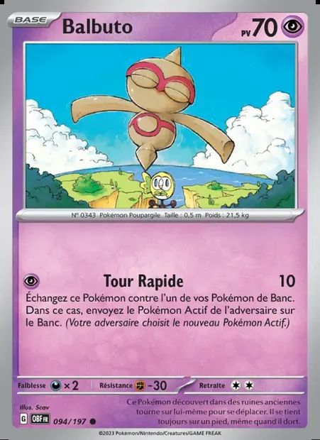 Balbuto, carte Pokémon OBF 094 — extension Flammes Obsidiennes