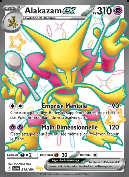 Alakazam-ex, carte Pokémon PAF 215 — extension Destinées de Paldea