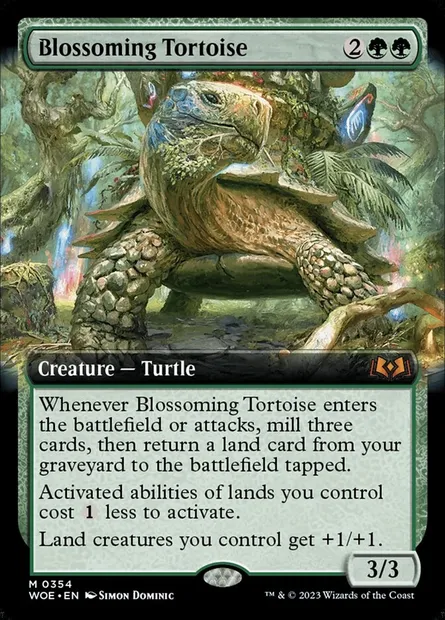 Blossoming Tortoise, Magic card WOE 354 — Wilds of Eldraine set