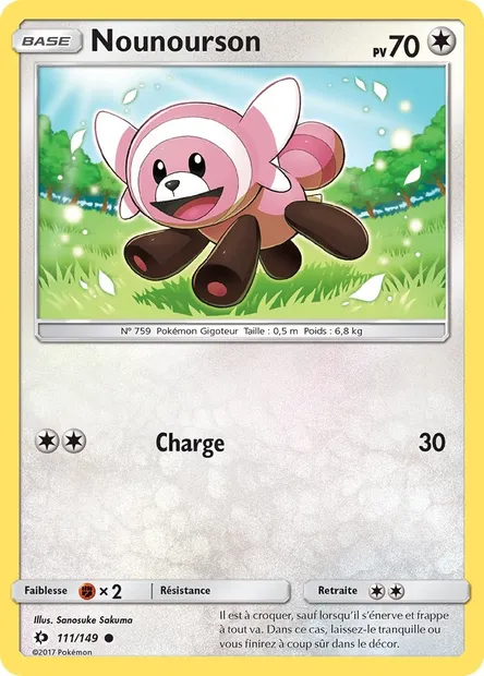 Nounourson, carte Pokémon SUM 111 — extension Soleil et Lune