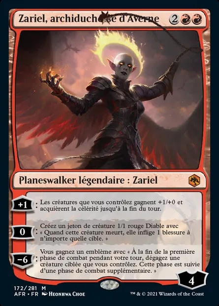 Zariel, archiduchesse d'Averne, carte Magic AFR 172 — extension Forgotten Realms: Aventures dans les Royaumes Oubliés
