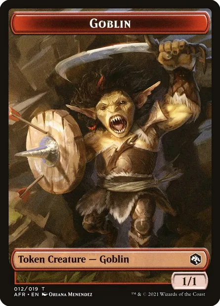 Goblin, carte Magic TAFR 12 — extension Adventures in the Forgotten Realms Tokens