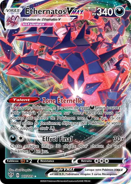Éthernatos VMAX, carte Pokémon DAA 117 — extension Ténèbres Embrasées