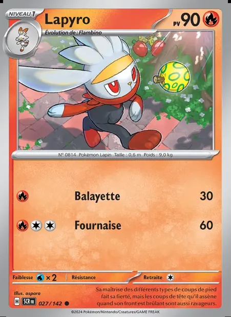 Lapyro, carte Pokémon SCR 027 — extension Couronne Stellaire