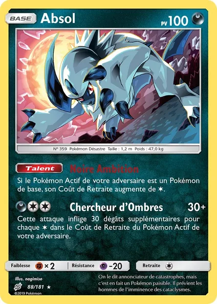 Absol, carte Pokémon TEU 88 — extension Duo de Choc