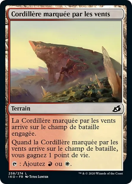 Cordillère marquée par les vents, carte Magic IKO 258 — extension Ikoria: Lair of Behemoths