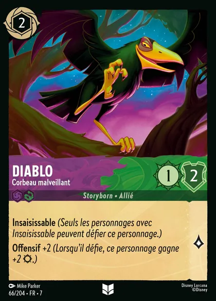 Diablo - Corbeau malveillant, carte Disney Lorcana CH7-066 — extension L'île d'Archazia