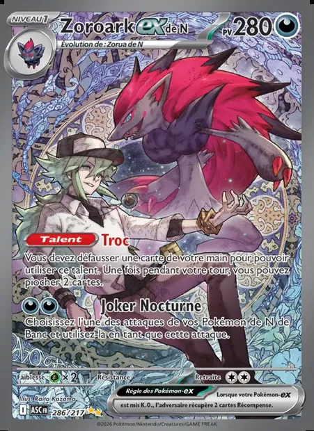 Zoroark-ex de N, carte Pokémon ASC 286 — extension Héros Transcendants