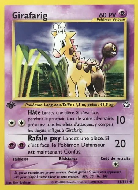 Girafarig, carte Pokémon NG 58 — extension Neo Genesis