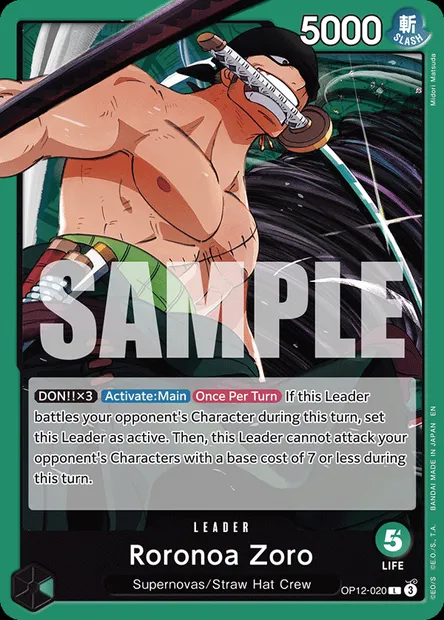 Roronoa Zoro, One Piece card OP12-020 — LEGACY OF THE MASTER set