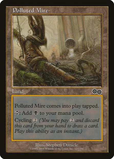Polluted Mire, Magic card USG 323 — Urza's Saga set