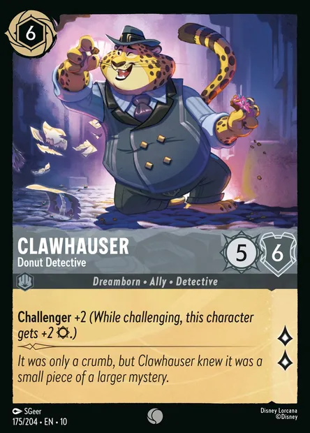 Clawhauser - Donut Detective, Disney Lorcana card CH10-175 — Whispers in the Well set