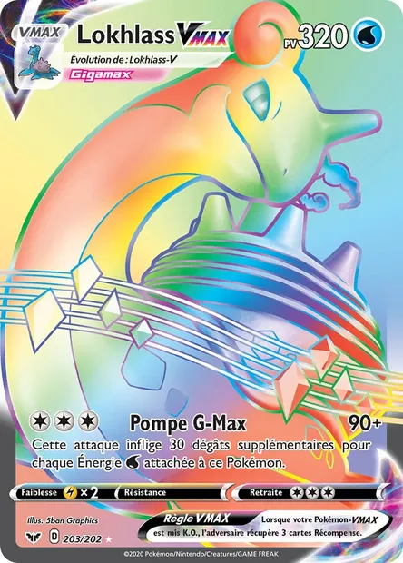 Lokhlass VMAX, carte Pokémon SSH 203 — extension Épée et Bouclier