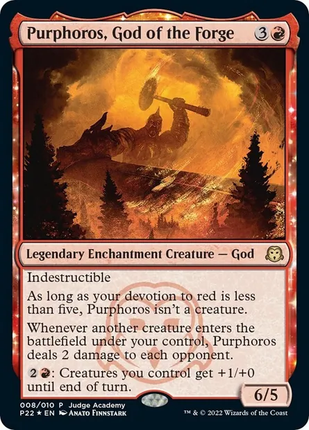 Purphoros, God of the Forge, Magic card P22 8 — Judge Gift Cards 2022 set