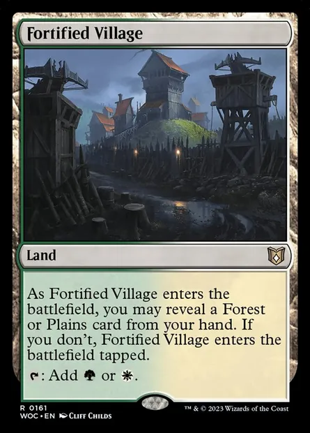 Village fortifié, carte Magic WOC 161 — extension Wilds of Eldraine Commander