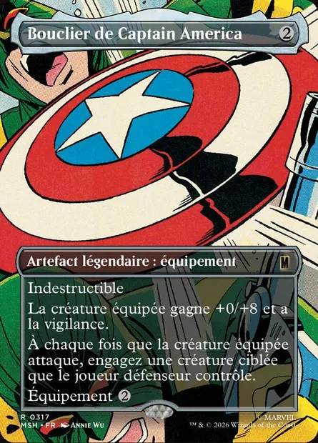 Bouclier de Captain America, carte Magic MSH 317 — extension Marvel Super Heroes