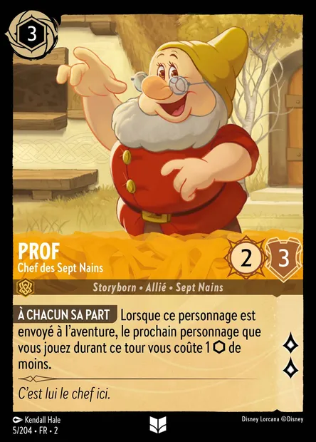 Prof - Chef des Sept Nains, carte Disney Lorcana CH2-005 — extension L'Ascension des Floodborn