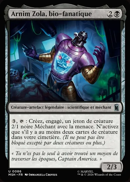 Arnim Zola, bio-fanatique, carte Magic MSH 86 — extension Marvel Super Heroes