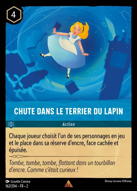 Chute dans le terrier du lapin, carte Disney Lorcana CH2-162 — extension L'Ascension des Floodborn