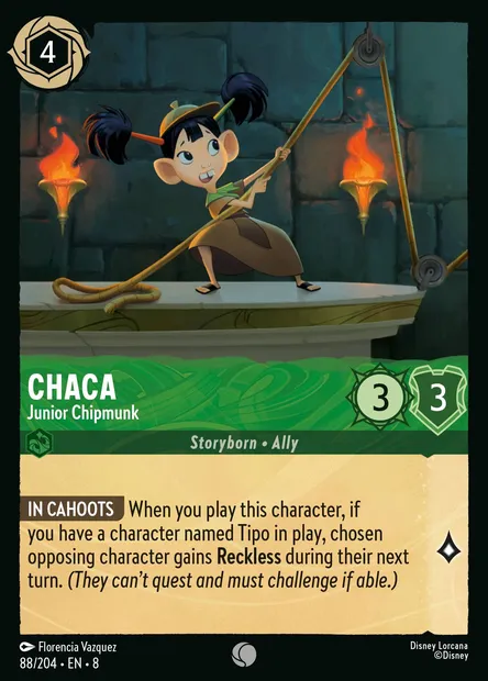 Chaca - Junior Chipmunk, Disney Lorcana card CH8-088 — The Reign of Jafar set