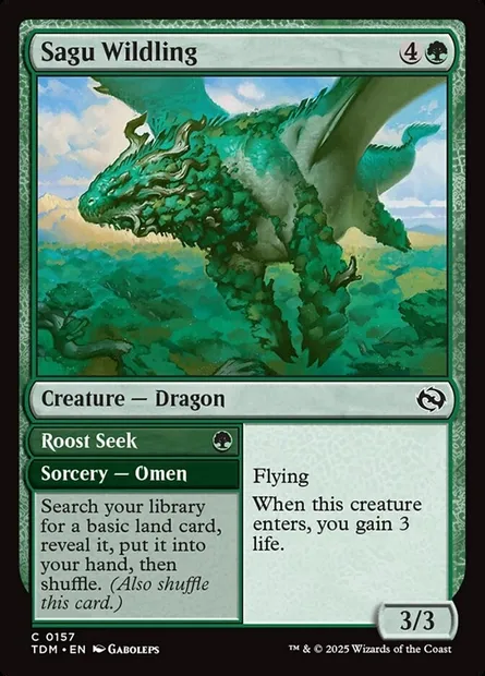 Sagu Wildling // Roost Seek, Magic card TDM 157 — Tarkir: Dragonstorm set