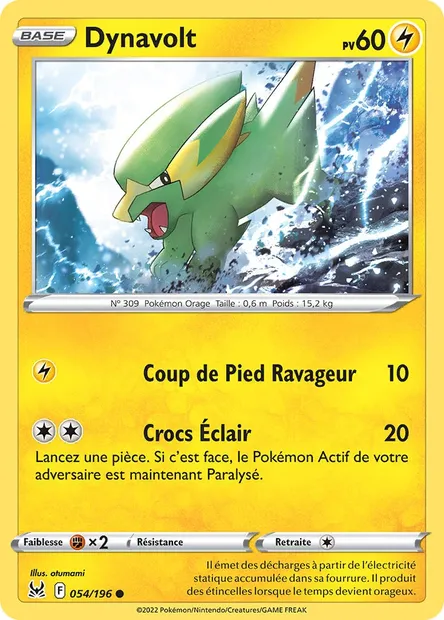 Dynavolt, carte Pokémon LOR 054 — extension Origine Perdue