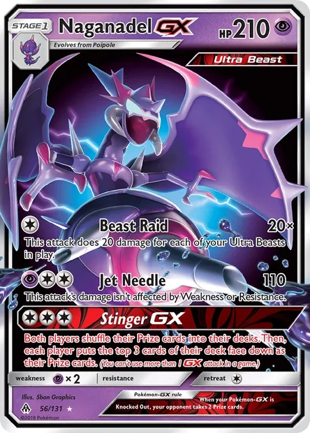 Naganadel GX, Pokémon card FLI 56 — Forbidden Light set