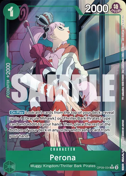 Perona, One Piece card OP09-034 — EMPERORS IN THE NEW WORLD set
