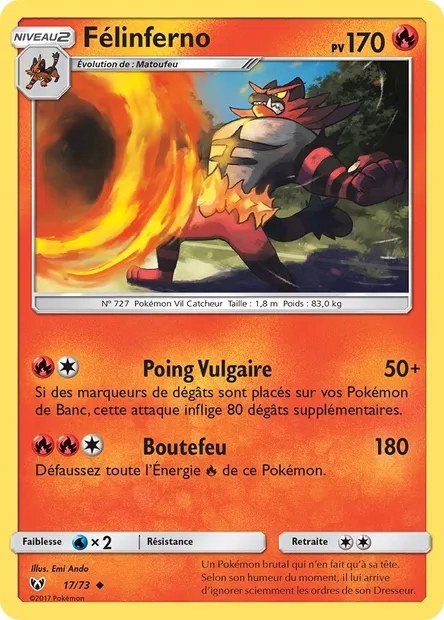 Félinferno, carte Pokémon SLG 17 — extension Légendes Brillantes