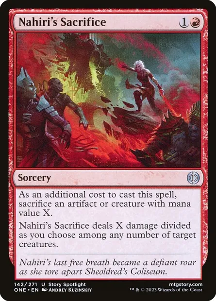 Nahiri's Sacrifice, Magic card ONE 142 — Phyrexia: All Will Be One set