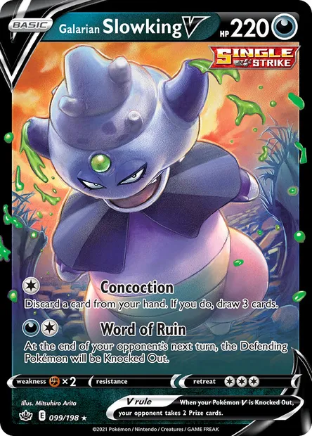 Galarian Slowking V, Pokémon card CRE 99 — Chilling Reign set