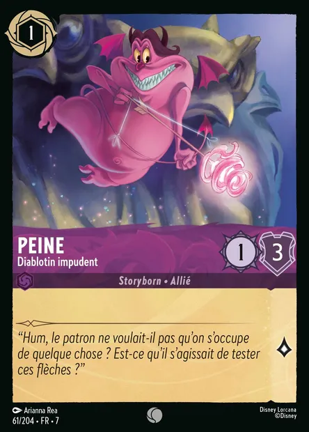 Peine - Diablotin impudent, carte Disney Lorcana CH7-061 — extension L'île d'Archazia