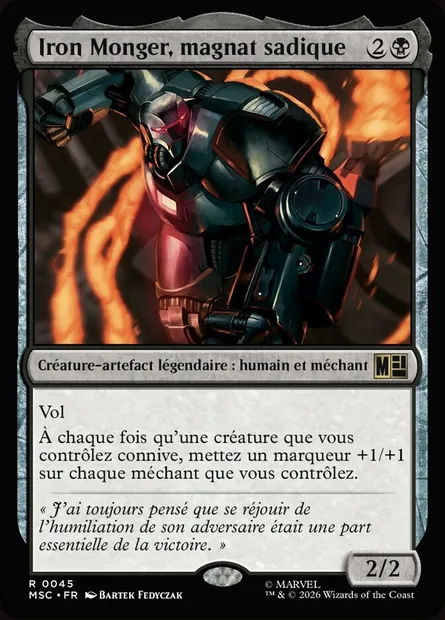 Iron Monger, magnat sadique, carte Magic MSC 45 — extension Marvel Super Heroes Commander