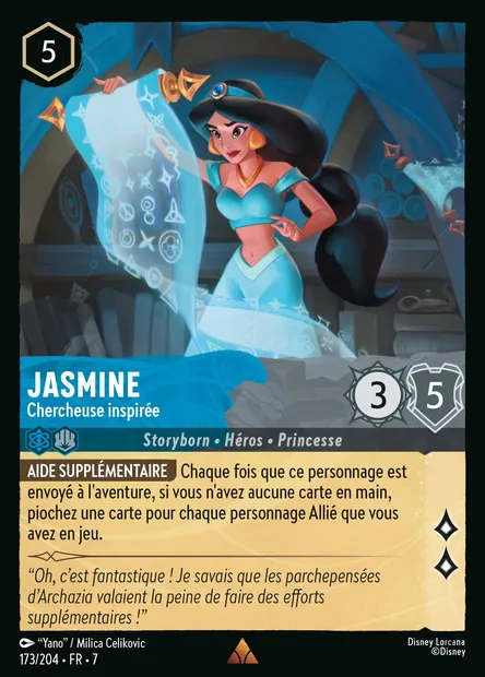 Jasmine - Chercheuse inspirée, carte Disney Lorcana CH7-173 — extension L'île d'Archazia