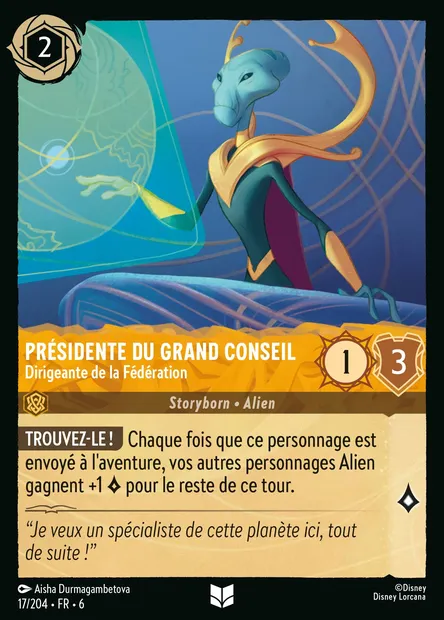 Présidente du Grand Conseil - Dirigeante de la Fédération, carte Disney Lorcana CH6-017 — extension La Mer Azurite