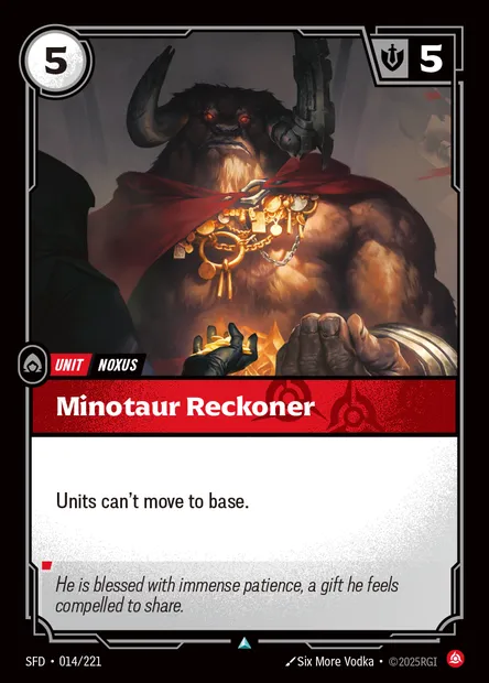 Minotaur Reckoner, Riftbound card SFD 014 — Spiritforged set