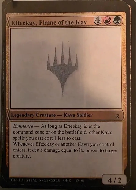 Efteekay, Flame of the Kav, carte Magic UNK RZ03l — extension Unknown Event