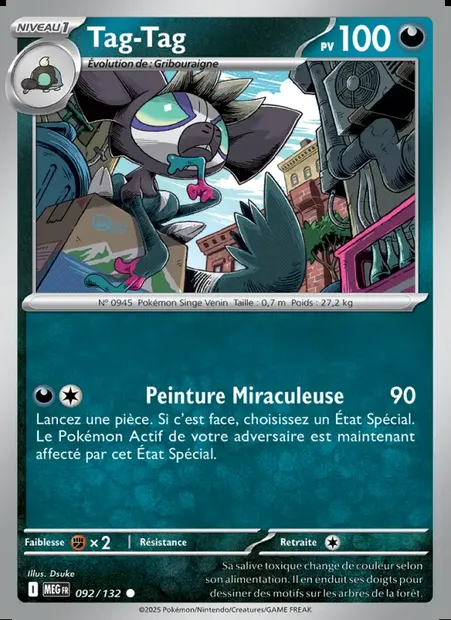 Tag-Tag, carte Pokémon MEG 092 — extension Méga-Évolution