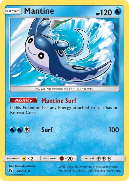 Mantine, Pokémon card LOT 58 — Lost Thunder set