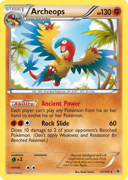 Archeops, Pokémon card NVI 67 — Noble Victories set