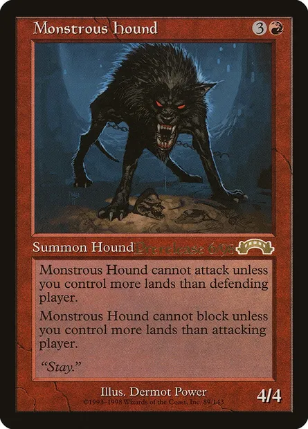 Monstrous Hound, Magic card PEXO 89 — Exodus Promos set
